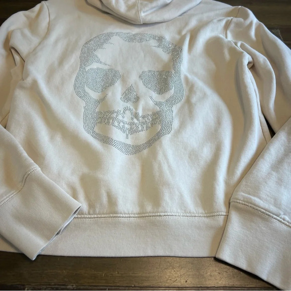 Zadig & Voltaire Comfy Skull Strass Zip Up Sweater Hoodie Bling Stud Rhinestone - Picture 3 of 13